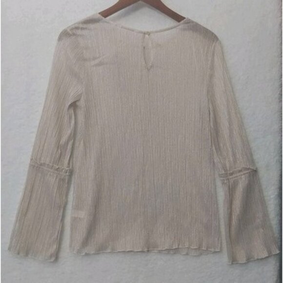 New Lauren Conrad Womens Small Sheer Beige Gold Top Ethereal Fairy Whimsigoth - Picture 7 of 11